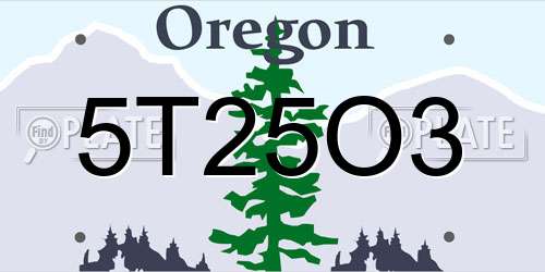 5T25O3 Oregon License Plate