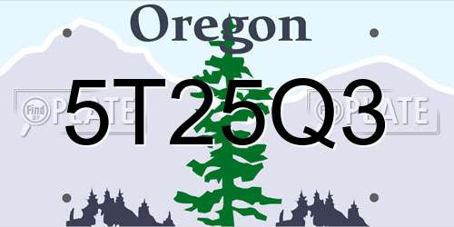 5T25Q3 Oregon License Plate