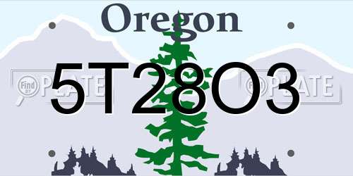5T28O3 Oregon License Plate