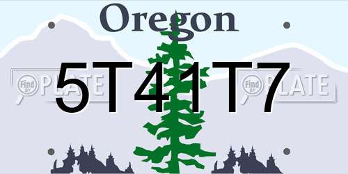 5T41T7 Oregon License Plate