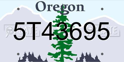5T43695 Oregon License Plate