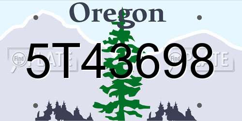 5T43698 Oregon License Plate