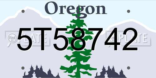 5T58742 Oregon License Plate