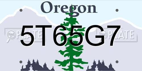 5T65G7 Oregon License Plate