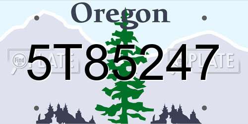5T85247 Oregon License Plate