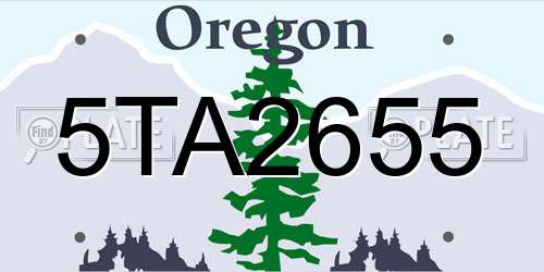 5TA2655 Oregon License Plate