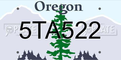 5TA522 Oregon License Plate
