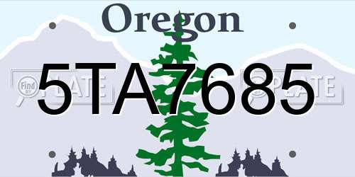 5TA7685 Oregon License Plate