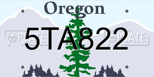5TA822 Oregon License Plate