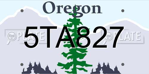 5TA827 Oregon License Plate