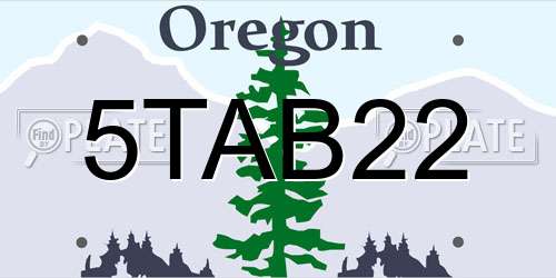 5TAB22 Oregon License Plate