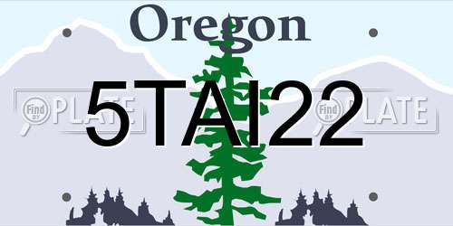 5TAI22 Oregon License Plate