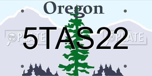 5TAS22 Oregon License Plate