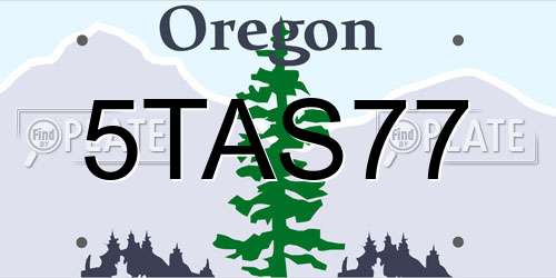 5TAS77 Oregon License Plate