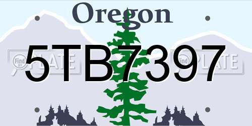 5TB7397 Oregon License Plate