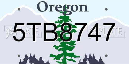 5TB8747 Oregon License Plate