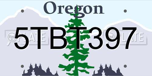 5TBT397 Oregon License Plate