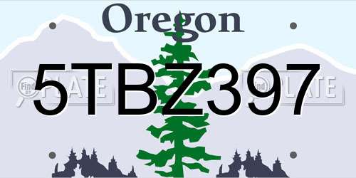 5TBZ397 Oregon License Plate