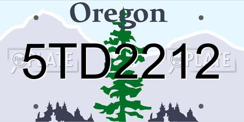5TD2212 Oregon License Plate