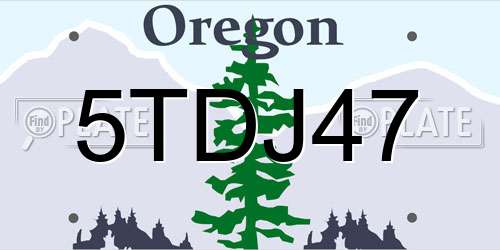 5TDJ47 Oregon License Plate