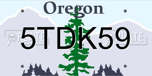 5TDK59 Oregon License Plate