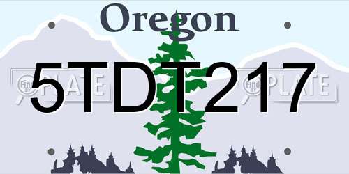 5TDT217 Oregon License Plate