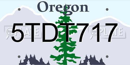 5TDT717 Oregon License Plate