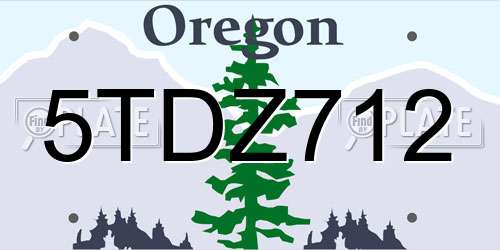 5TDZ712 Oregon License Plate