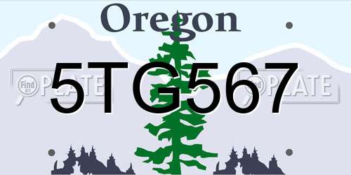 5TG567 Oregon License Plate