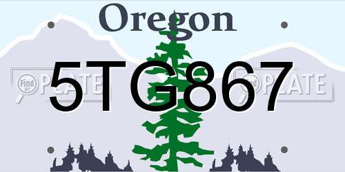 5TG867 Oregon License Plate