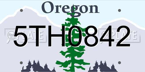 5TH0842 Oregon License Plate