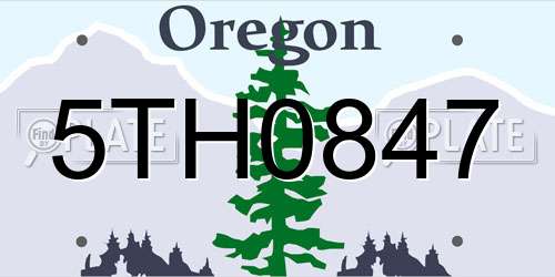 5TH0847 Oregon License Plate