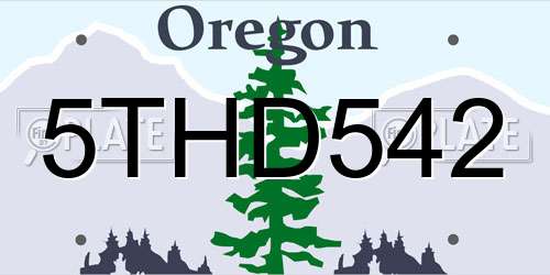 5THD542 Oregon License Plate