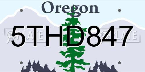 5THD847 Oregon License Plate