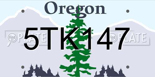5TK147 Oregon License Plate