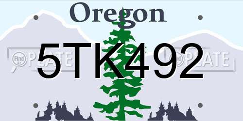 5TK492 Oregon License Plate