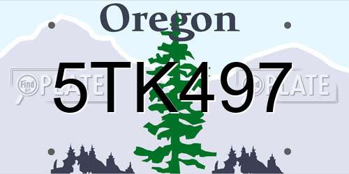 5TK497 Oregon License Plate