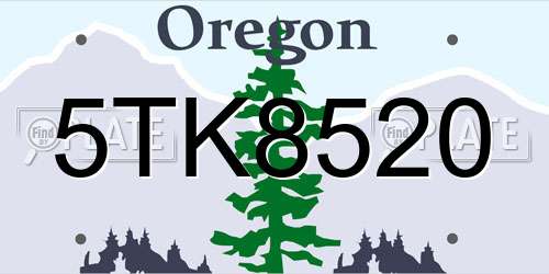 5TK8520 Oregon License Plate