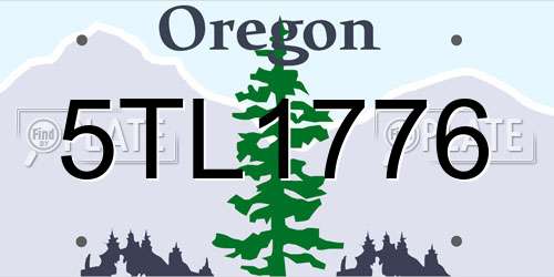 5TL1776 Oregon License Plate