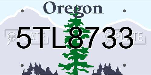 5TL8733 Oregon License Plate