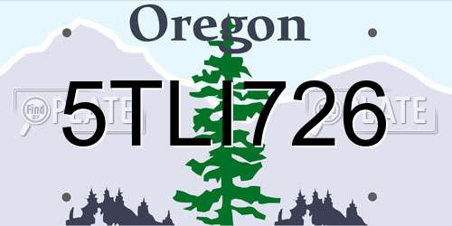 5TLI726 Oregon License Plate