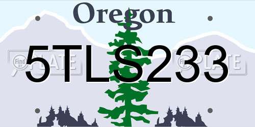 5TLS233 Oregon License Plate