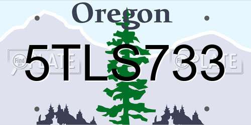 5TLS733 Oregon License Plate