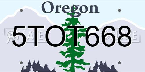 5TOT668 Oregon License Plate