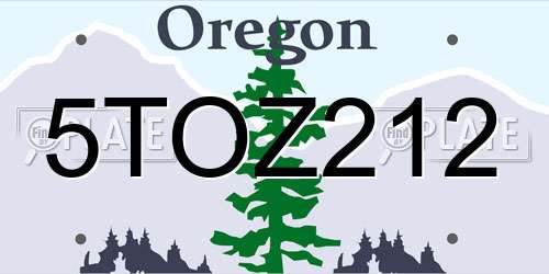 5TOZ212 Oregon License Plate