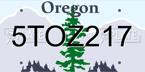 5TOZ217 Oregon License Plate