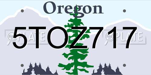 5TOZ717 Oregon License Plate