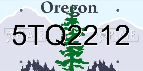 5TQ2212 Oregon License Plate