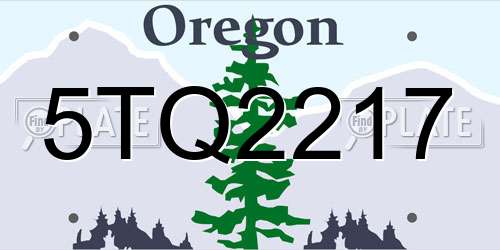 5TQ2217 Oregon License Plate