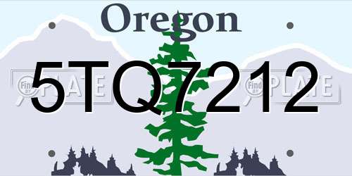 5TQ7212 Oregon License Plate